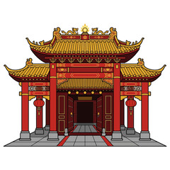 Obraz premium Traditional Asian Gate Structure Isolated