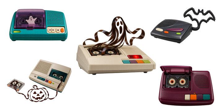 Collection of vintage 1990s answering machines with ghost motifs