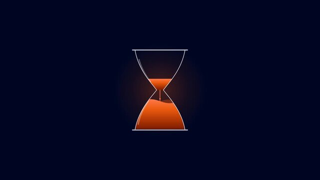 Sunset orange liquid flowing in hourglass dual bulb rotating seamless loop