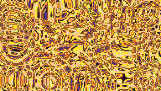 Complex colorful pixel art and glitch pattern