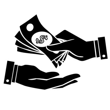 vector illustration of a hand holding a cash payment