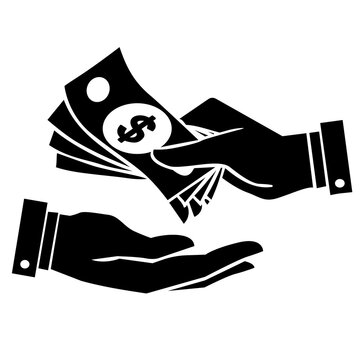 vector illustration of a hand holding a cash payment