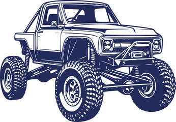 Vintage Classic Off-Road Monster Truck Art © Rafi design