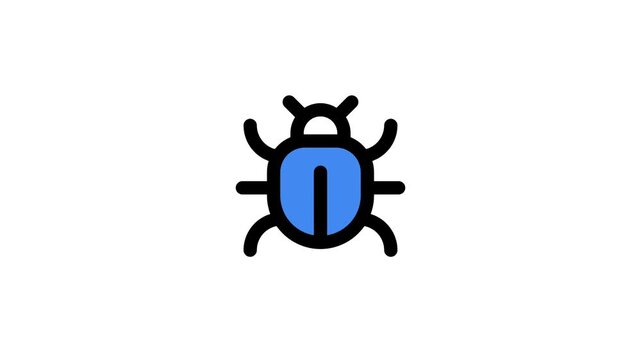 Blue cartoon beetle icon with thick black outlines