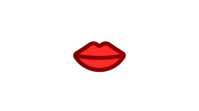 Minimalist red lips graphic icon with dark outline