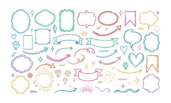 Playful Colorful Doodles and Decorative Accent Collection.