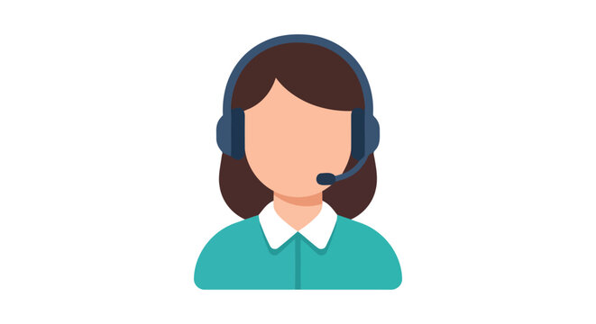 Customer service representative icon with headset on a white background