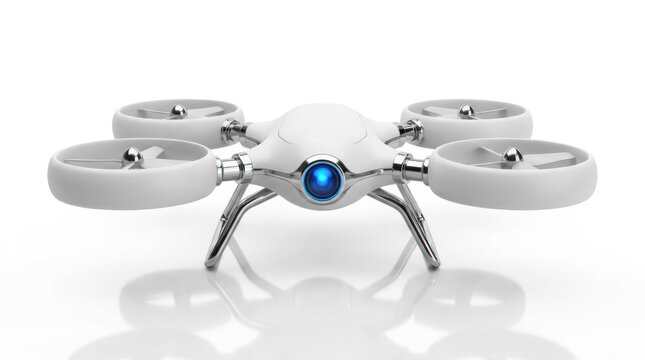 Modern white quadcopter drone isolated on white