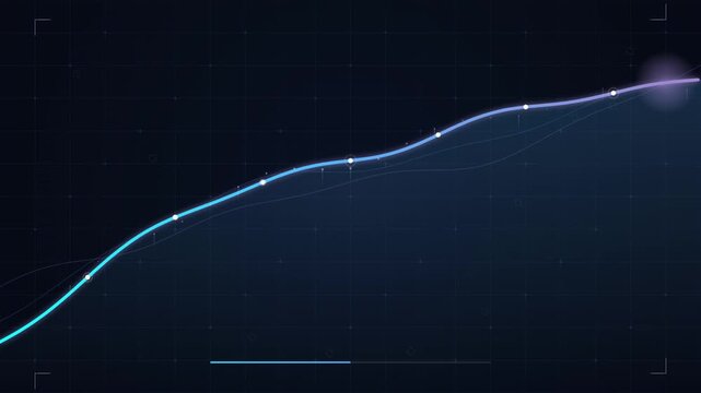 Abstract Blue and Purple Wave Line Graph Animation, Data Visualization, Futuristic Technology