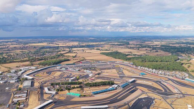 Aerial View of the Silverstone Circuit Under a Bright Summer Sky
