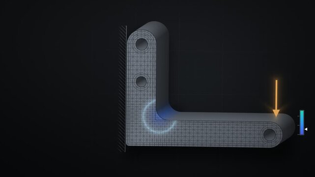 FEA Stress Analysis Contour on Loaded Bracket Engineering Simulation