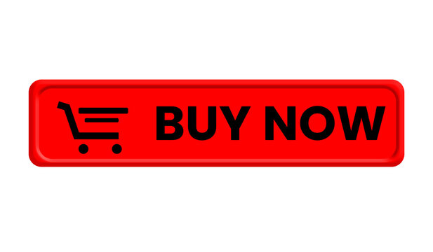 Red Buy Now Button with Shopping Cart Icon, Ecommerce Call To Action Button Trasparent Background