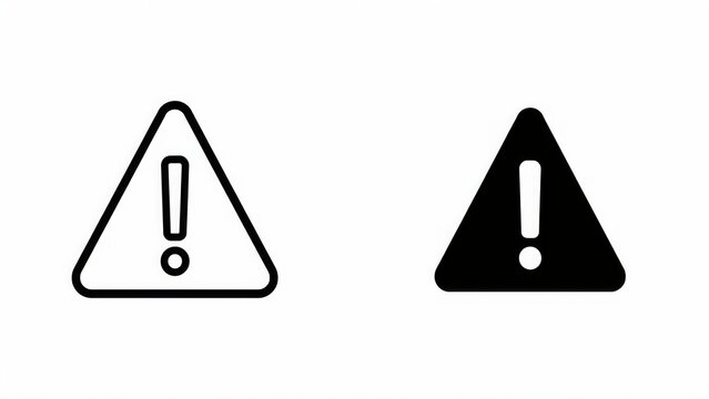 Two black warning hazard icons isolated on white background. Useful for safety and risk management design concepts.