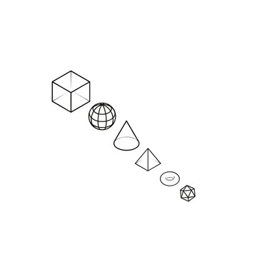 Wireframe sketch elements in a descending diagonal