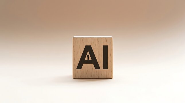 Wooden block with ai text and human icon