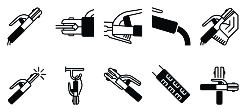 Set of welding torch and electrode holder symbols