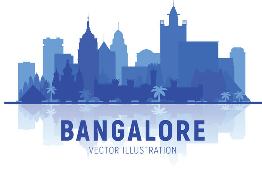 Bangalore city skyline vector illustration with city silhouette