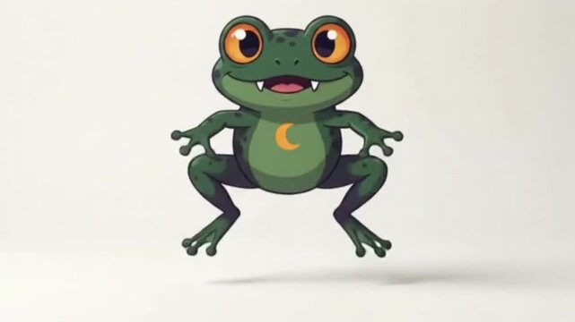 Cute Halloween Frog Cartoon Animation on White Background
