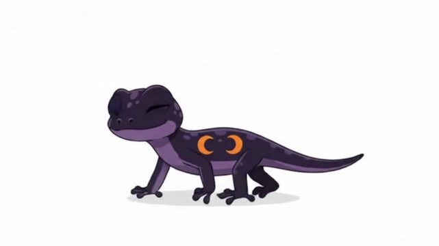 Cute Halloween Salamander Cartoon Animation on White Background