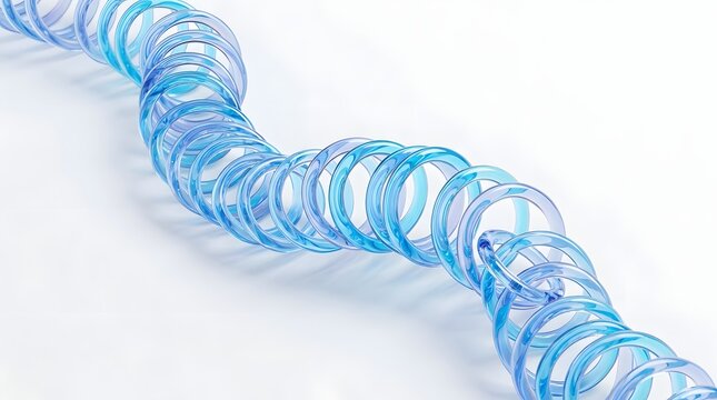 Abstract 3d render of a blue glossy spiral coil isolated on white background