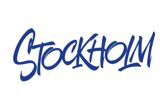 Vector brush lettering Stockholm. Dynamic typography design for t-shirts, posters, and stickers.
