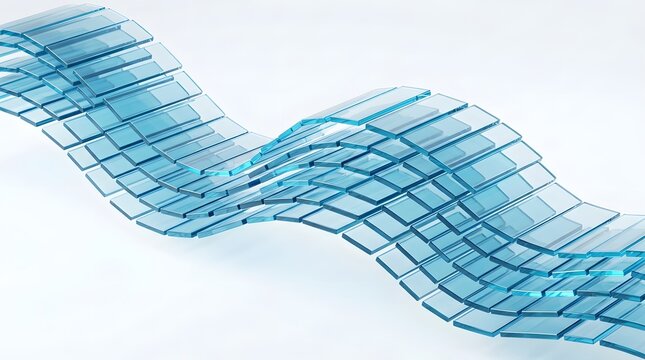 Abstract wave structure made of glass tiles isolated on white background