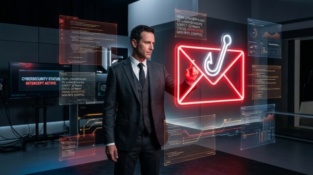 Professional monitoring cybersecurity email interception in high tech