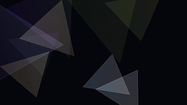 Geometric translucent triangle abstract dark loop background animates smoothly for digital projects