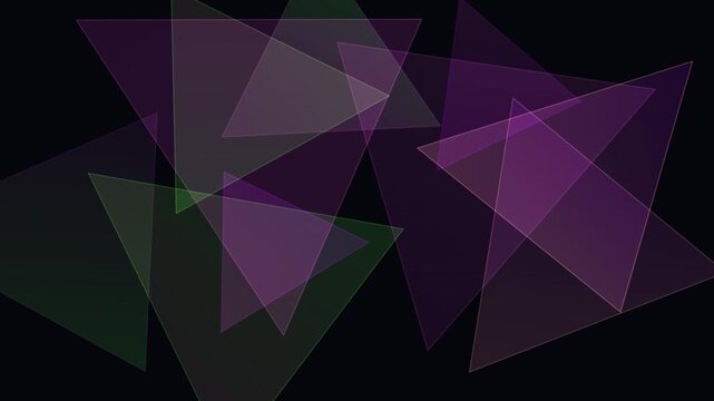 Translucent geometric triangles overlap on a dark background in a looping abstract sequence