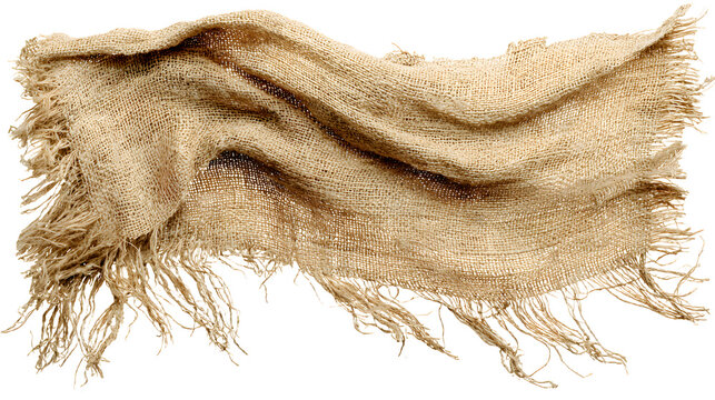 Aged linen fabric scrap with frayed edges