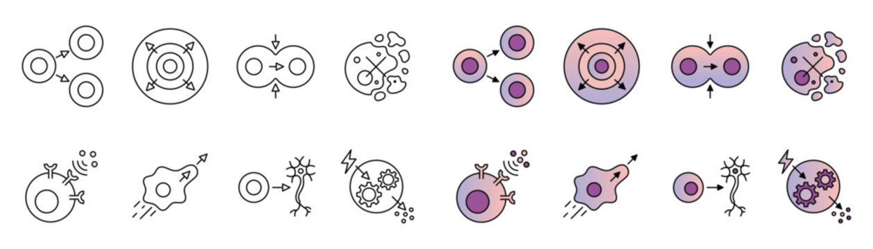 Cell division and interaction icon collection