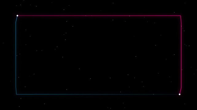 Abstract neon cyber stream border loop seamless animation with glowing pink and blue rectangles