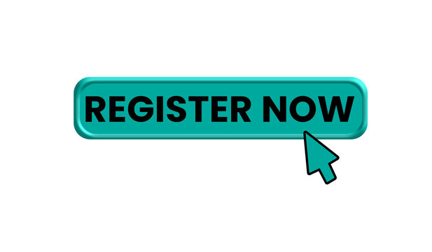 Register Now Button with Cursor, Turquoise Registration Call To Action Transparent Background