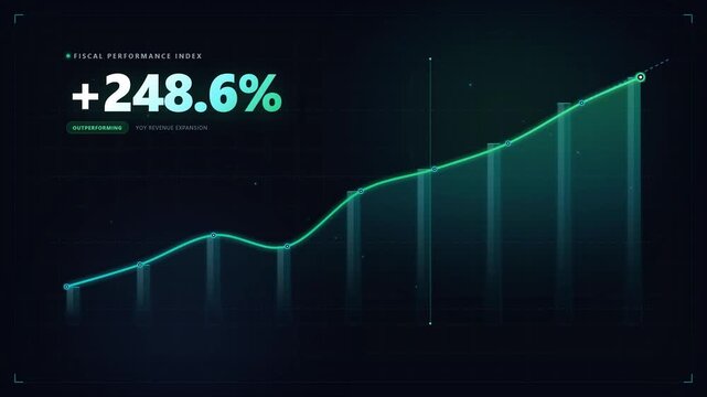 Growth chart rising line graph with percentage data futuristic hud digital infographic ui style financial presentation data visualization business analysis dashboard