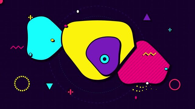 Abstract memphis retro shapes seamless pattern vibrant 90s pop art graphic motion graphic background for social media marketing