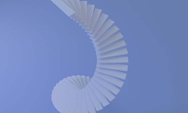 White 3D Steps Curl against Soft Blue
