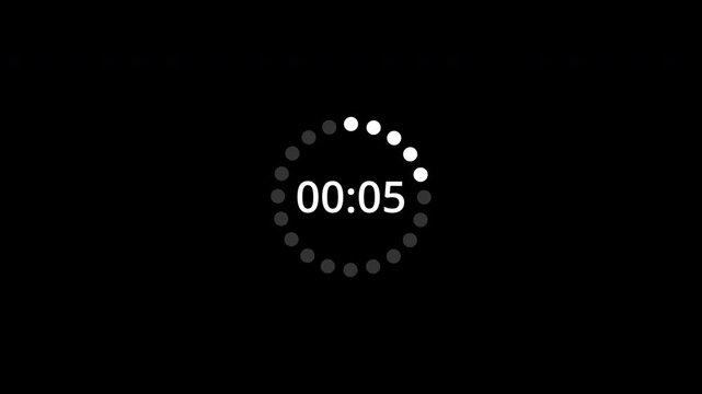 20 second countup timer animation on transparent background. 20 second circle countup timer 1 to 20 second with alpha channel.