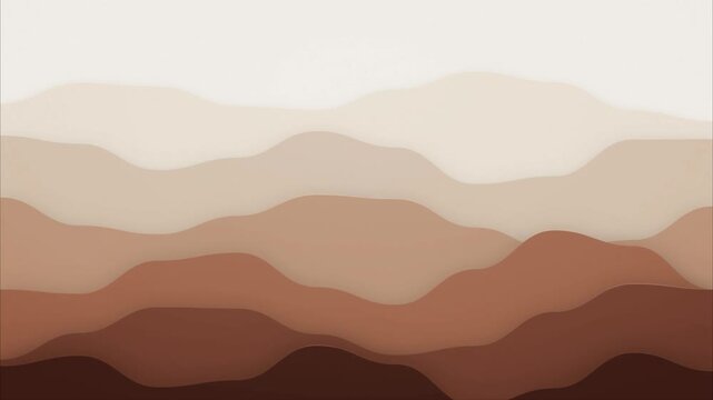 Abstract brown layered mountain range hills minimalist paper cut aesthetic flat design earthy tones seamless pattern motion background graphic overlay
