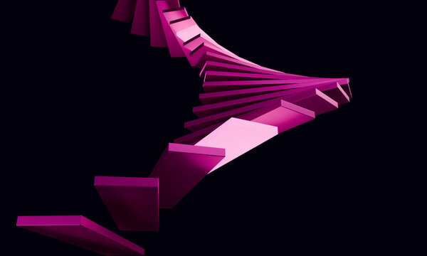 Fanned 3D stair treads rising toward the viewer