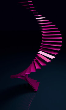 Arcing pink 3D steps with a twisted base