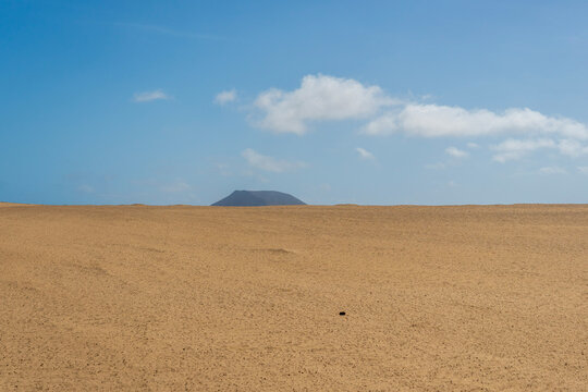 Minimal sandy plain beneath a blue sky