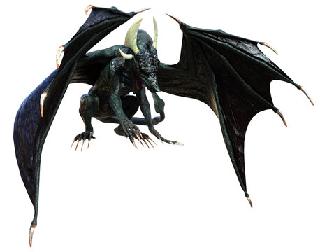 3D Rendering Fairy Tale Dragon on White
