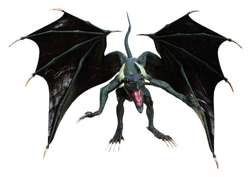 3D Rendering Fairy Tale Dragon on White