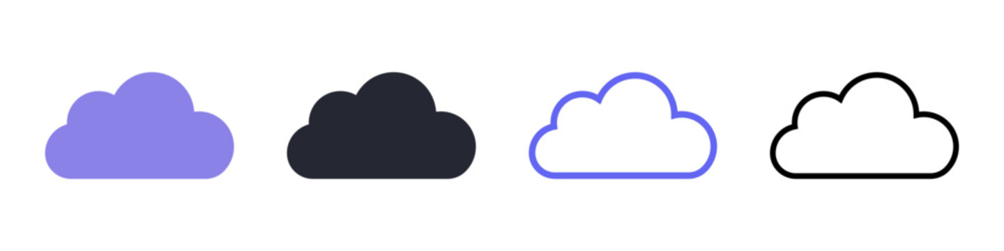 Cloud icons representing network computing, online storage and weather symbol. Vector illustration