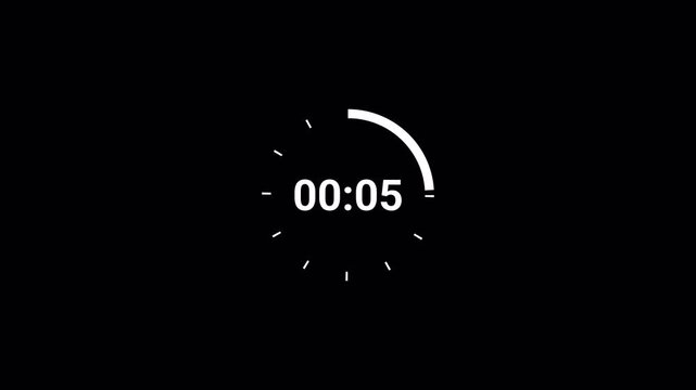 20 second countup timer animation on transparent background. 20 second circle countup timer 1 to 20 second with alpha channel.