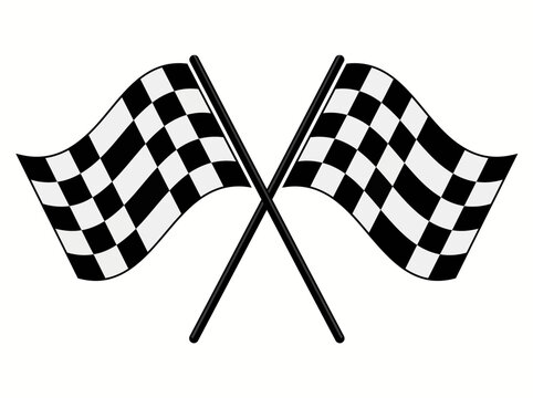 Minimalist crossed checkered racing flags icon, vector graphic for motorsport finish line and race victory