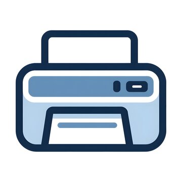 Minimalist flat vector icon of a computer printer for office document printing.