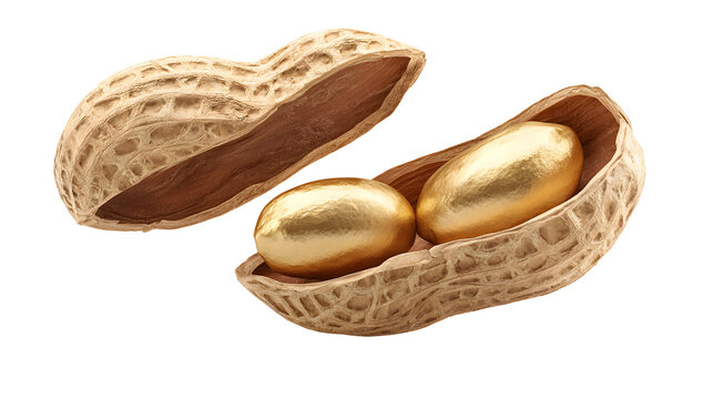 Golden peanuts in open shell
