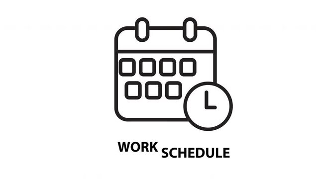 Work Schedule Icon with Calendar and Clock Symbol for Business Timetable, Employee Planning, Time Management and Office Appointment Vector Line Illustration.