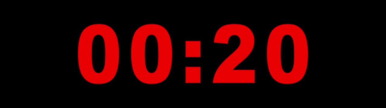 Digital countdown timer clock Animation 25 to 0 second on black background. Countdown clock timer. Animation of glowing 25 to 0 second countdown timer 4k video 25 Seconds countdown